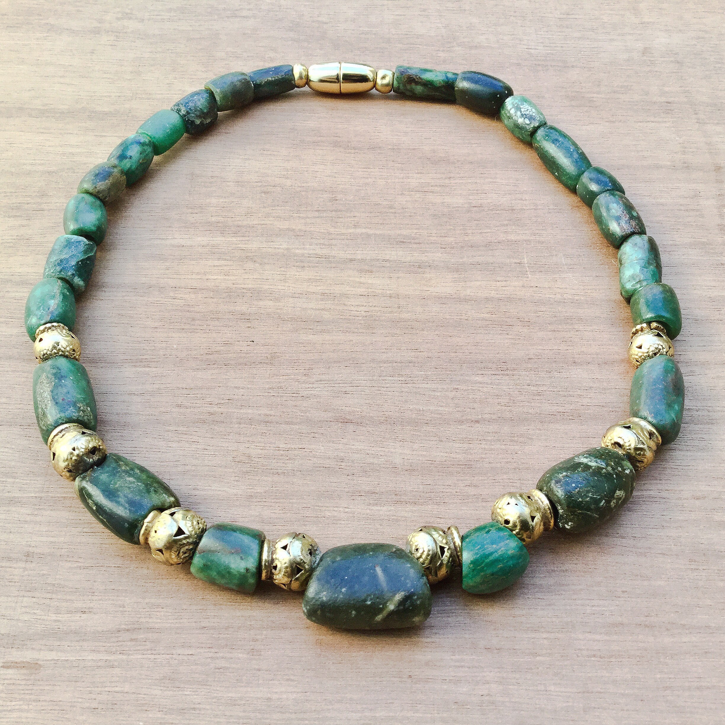 Necklace dark green amazonite necklace excavated amazonite Etsy