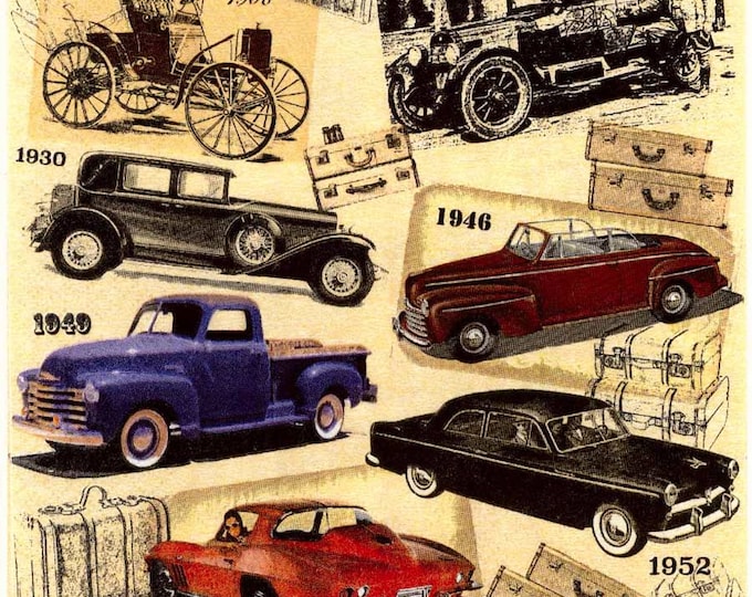 4 Decoupage Napkins Classic Cars Vintage Car Napkins | Etsy