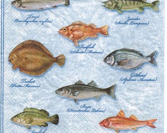 Decoupage Napkins of Collection group of Fish in Marine