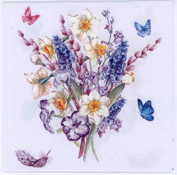 4 x Serviettes en papier table fleurs oies DECOUPIS et artisanat 132