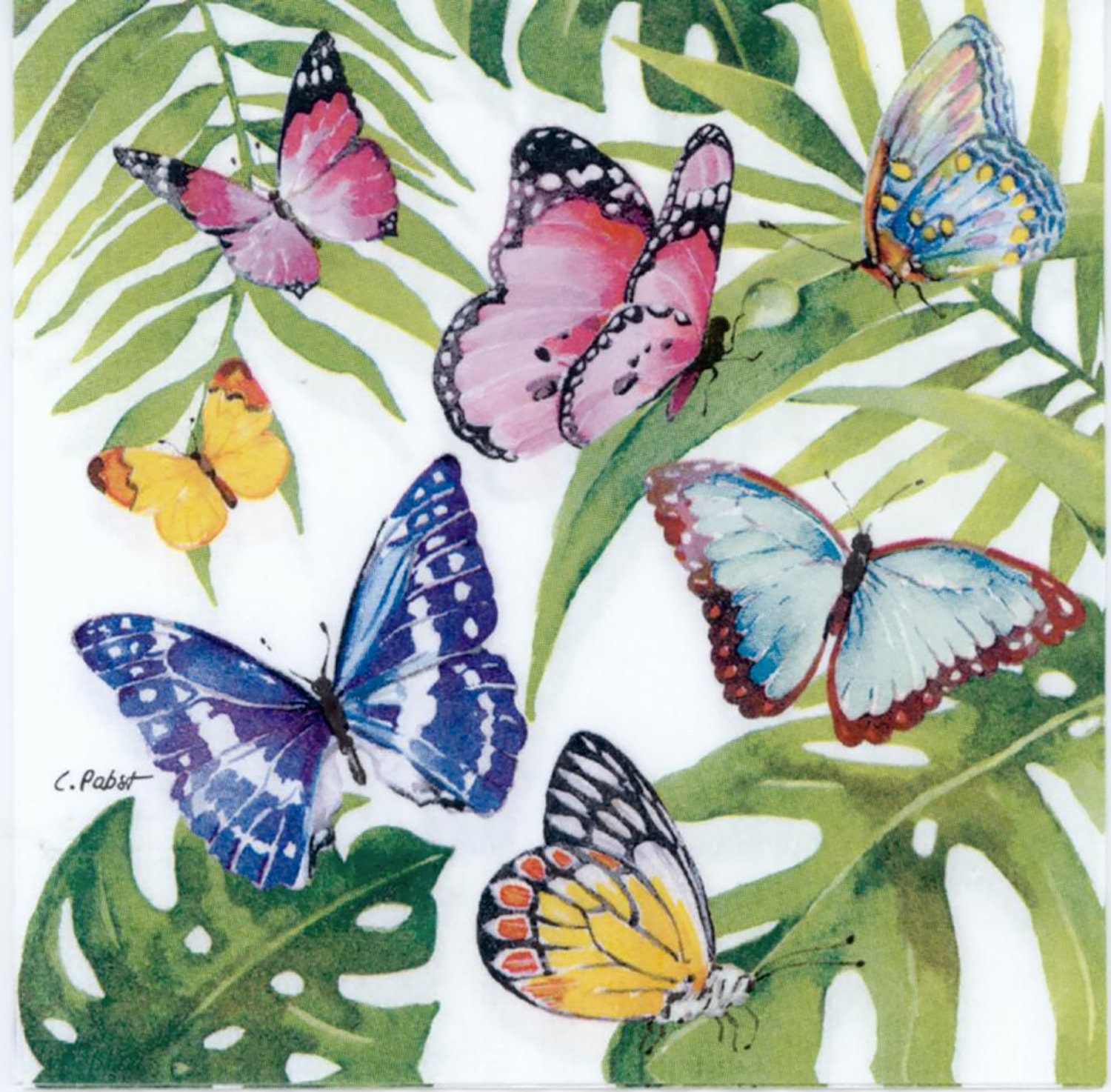 Decoupage Napkins Bright Color Butterflies in Tropic Forest Etsy Canada