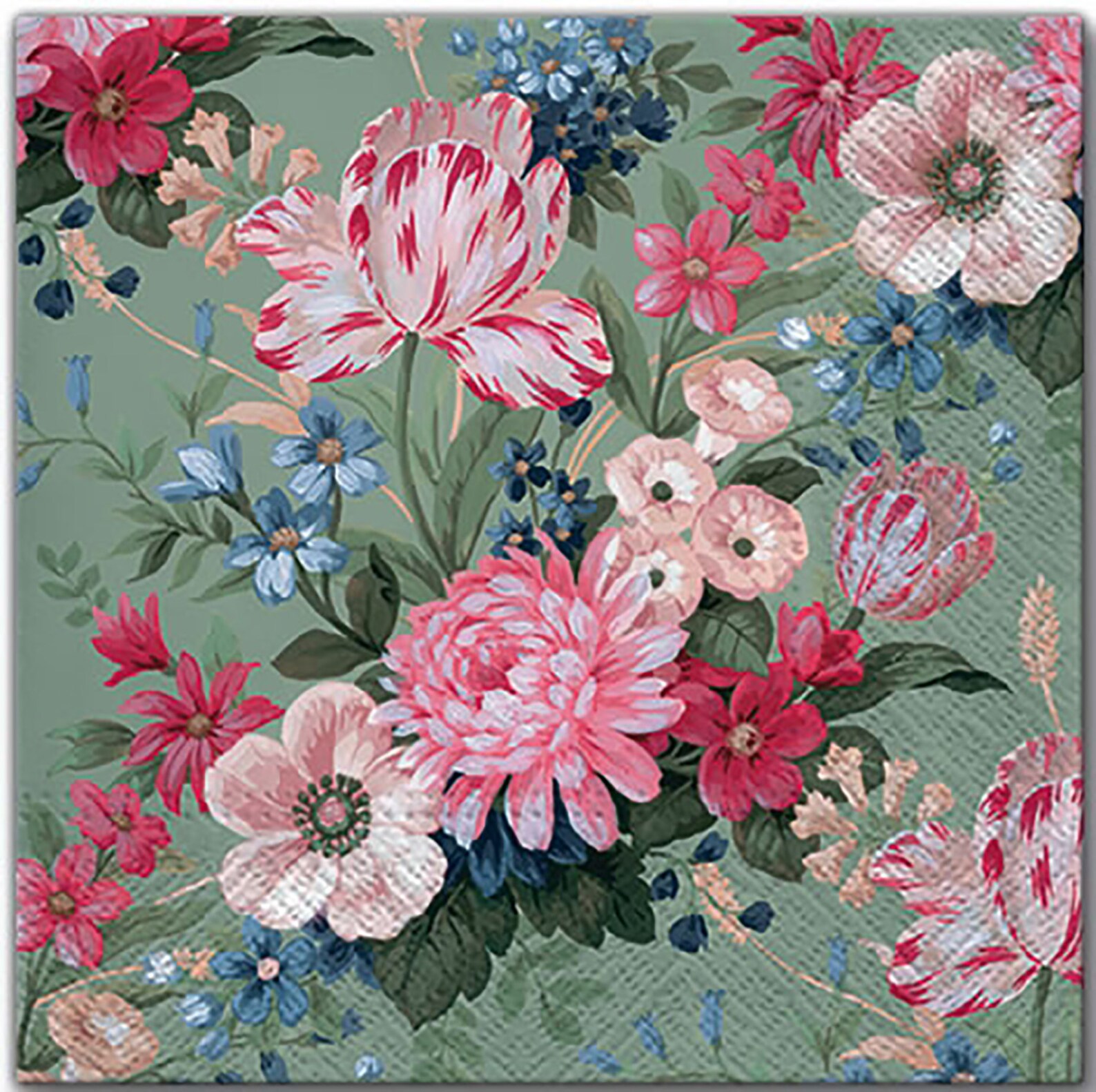 Decoupage Paper Napkins Pink Roses on Blue Rose Napkins Etsy