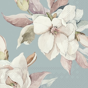 Eloise Blue Floral Decoupage Paper Napkins - Set of 4