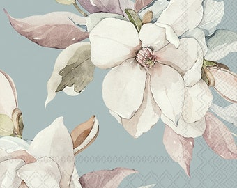 Decoupage papieren servetten met blauwe bloemen Eloise - set van 4 inch