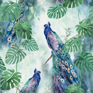 Tovaglioli per decoupage / Pavone verde su foresta verde / Tovaglioli con uccelli / Tovaglioli floreali / Tovaglioli con giardino Tovaglioli di carta per decoupage