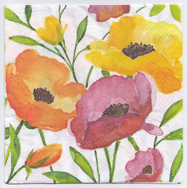 4 Decoupage Napkins Poppies in Watercolor Poppy Napkins Etsy