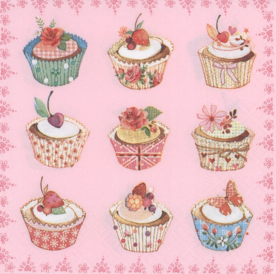20 x Paper Napkins Cupcakes for Decoupage Party Lunch and Table a3