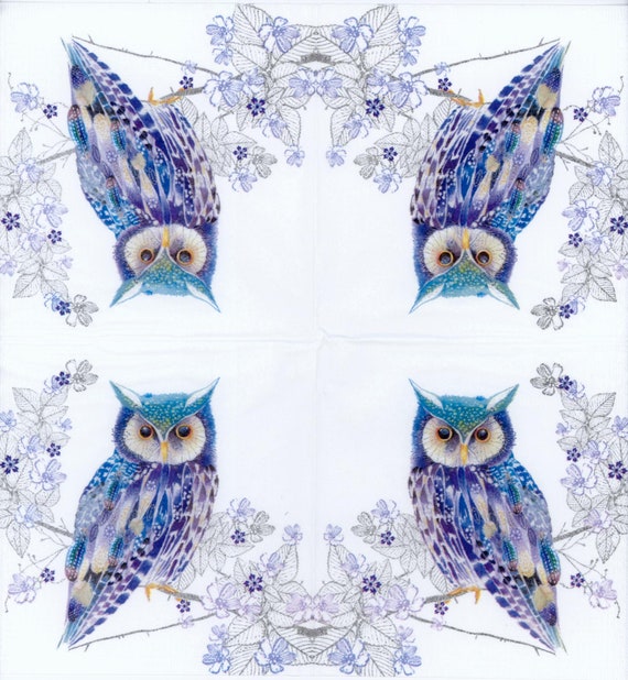 4 x Single Paper Table Napkin/3-Ply/33cm/Decoupage/Craft/Birds/Owl 4 x Single Paper Table Napkin/3-Ply/33cm/Decoupage/Craft/Birds/Owl