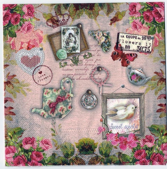 4 X Papel Vintage Mesa Servilletas//fiesta//Para Decoupage//artesanía//Niño Pequeño