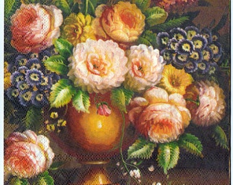 Decoupage Napkins | Classic Flower Bouquet  | Still Life | Paper Napkins for Decoupage