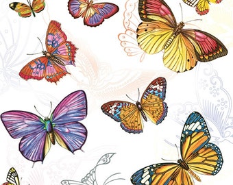 4 Decoupage Paper Napkins | Colorful Butterfly  Napkins