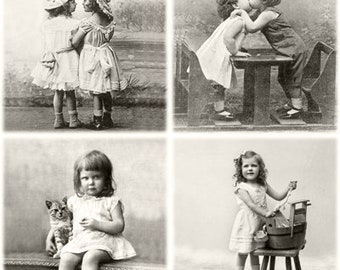 4 Decoupage Paper Napkins | Vintage Little Kids' photos  | Angel Napkins | Vintage Napkins | Victorian Napkins | Paper Napkins for Decoupage