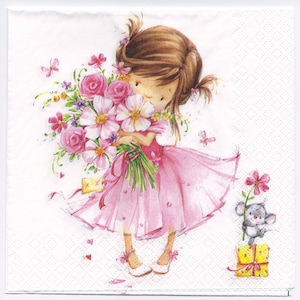 Decoupage-Servietten | Blumenmädchen | Hochzeit-Servietten | Papierservietten für Decoupage