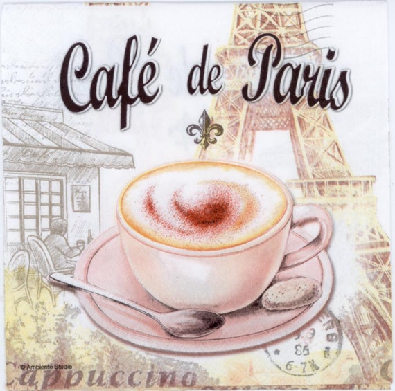 5 Servietten COFFEE Kaffee Serviettentechnik Cafe au lait Espresso Cappuccino