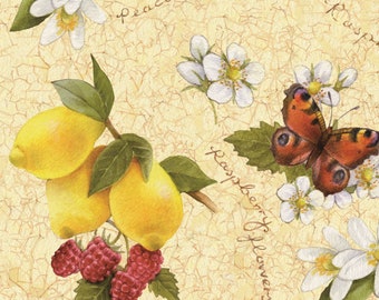 4 Decoupage Servetten Citroen | Bloemen & vlinderservetten | Design Diner Servetten | Papieren servetten voor decoupage