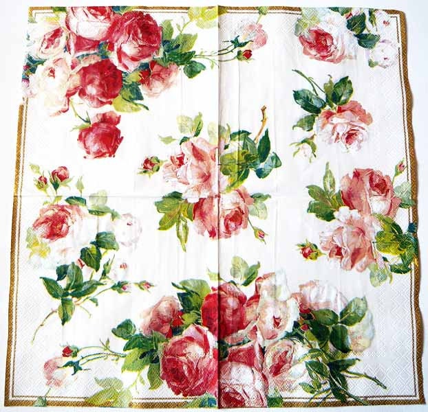 Decoupage Napkins Victoria Roses on Pearl Rose Napkins Etsy