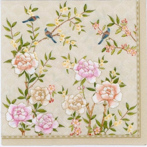 Servilletas de papel para decoupage / Servilletas de papel decorativas del Jardín del Palacio en beige marrón / Pájaros en el Jardín de Ponis / Servilletas de Almuerzo DIY