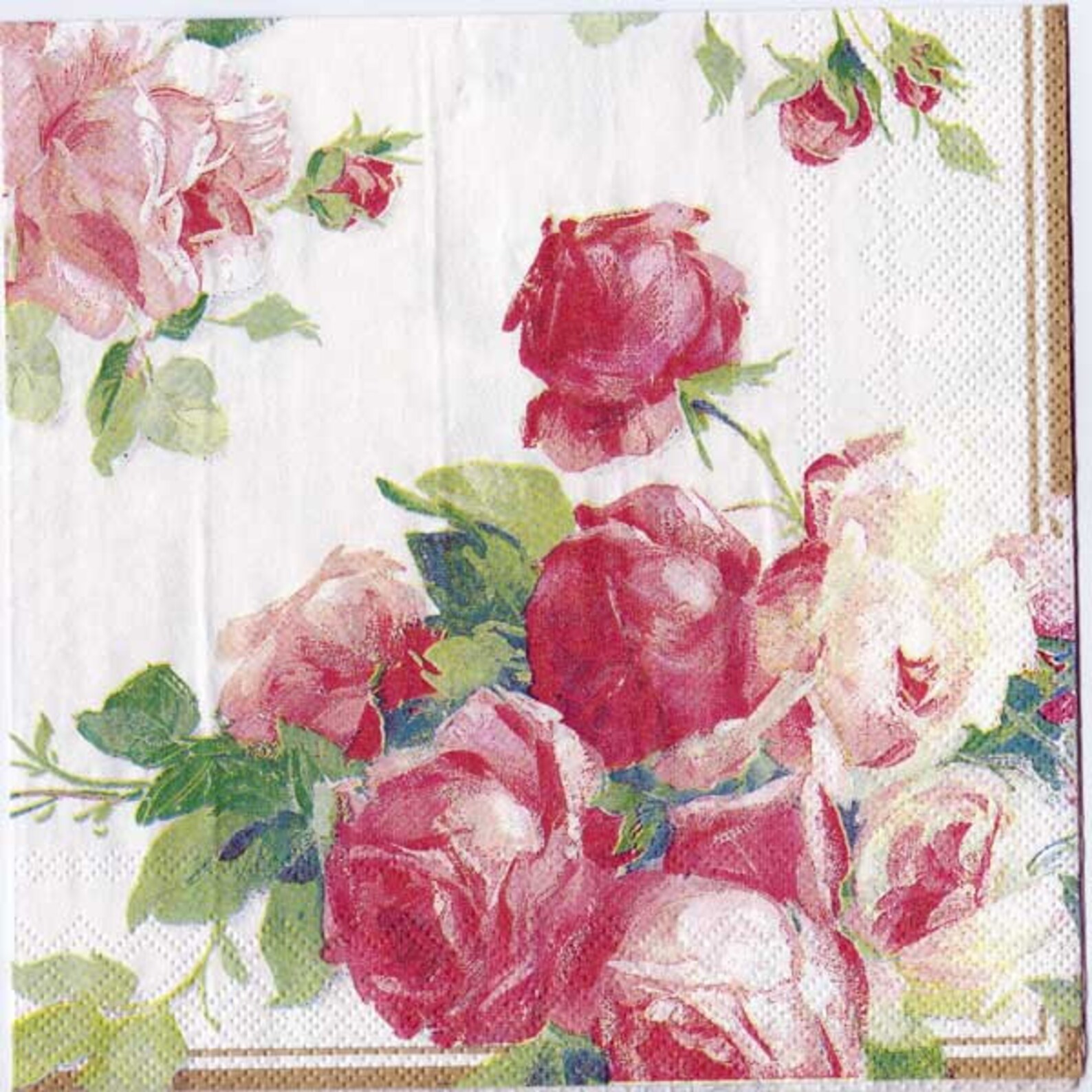 Decoupage Napkins Victoria Roses on Pearl Rose Napkins Etsy
