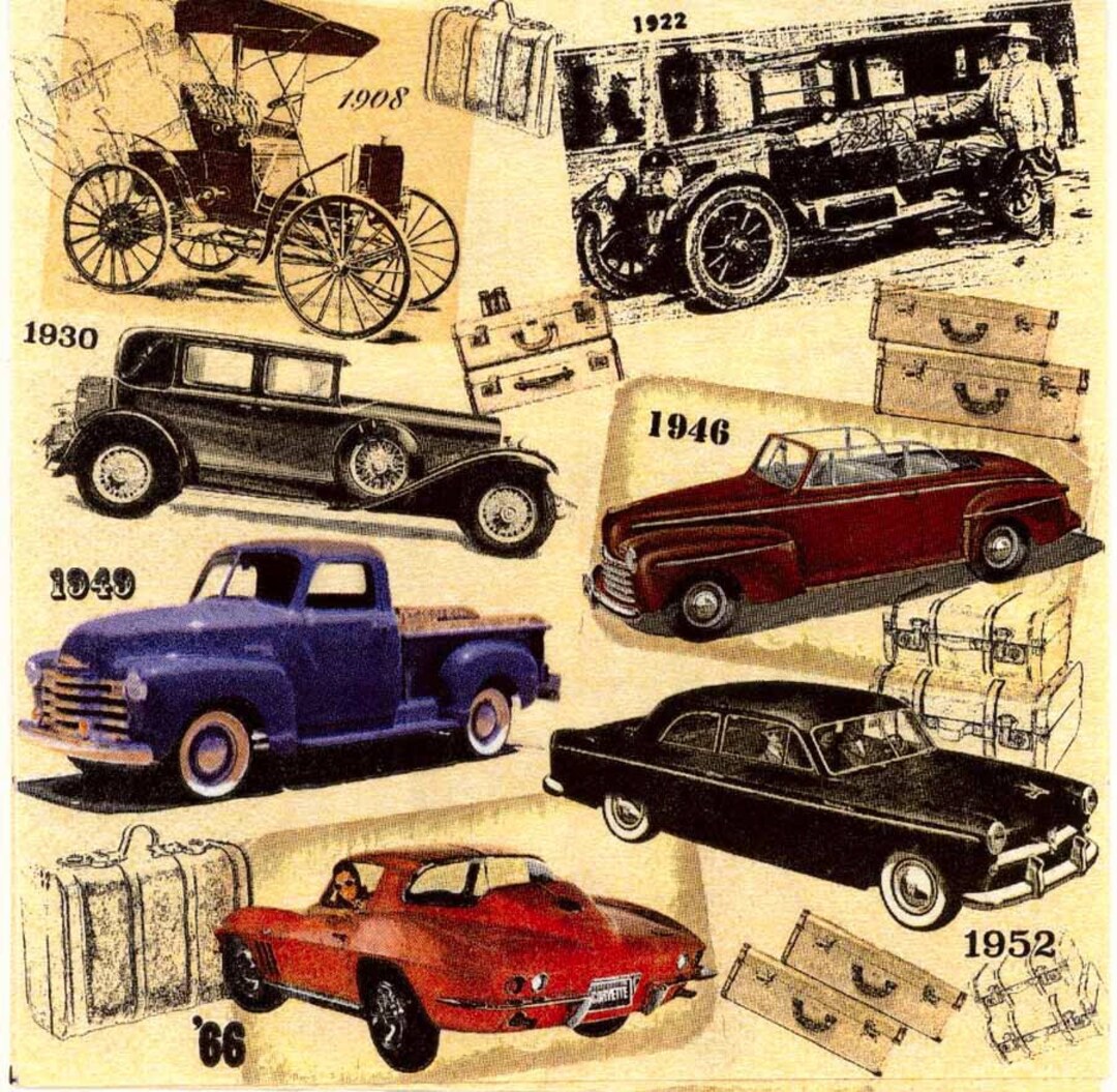 4 Decoupage Napkins Classic Cars Vintage Car Napkins Truck Napkins
