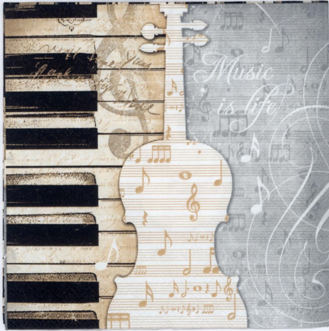 Music Instruments Decoupage Napkins: Piano, Violin, Sheet Music - Etsy