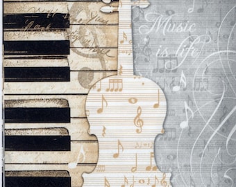 Music Instruments Decoupage Napkins: Piano, Violin, Sheet Music