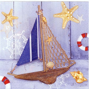 Tovaglioli per decoupage / Estate in spiaggia Giocattolo barca Conchiglie Stelle marine / Tovaglioli da spiaggia / Tovaglioli estivi / Tovaglioli di carta per decoupage