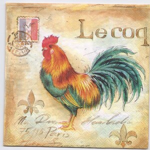 Servilletas para decoupage / Le Coq (El Gallo) / Servilletas de pollo / Servilletas de aves de corral / Servilletas de Acción de Gracias / Servilletas de papel para decoupage