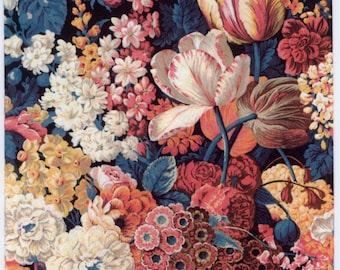 Servilletas con decoupage floral: Fuente de flores sobre azul (juego de 4)