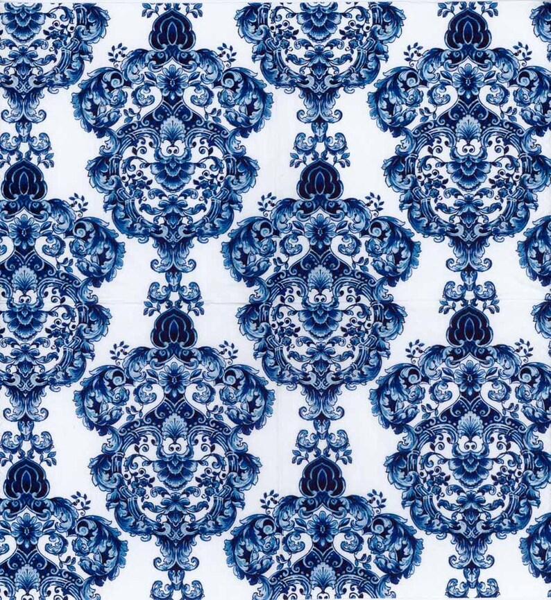 4 Decoupage Napkins Blue Porcelain Pattern Blue Napkins Etsy