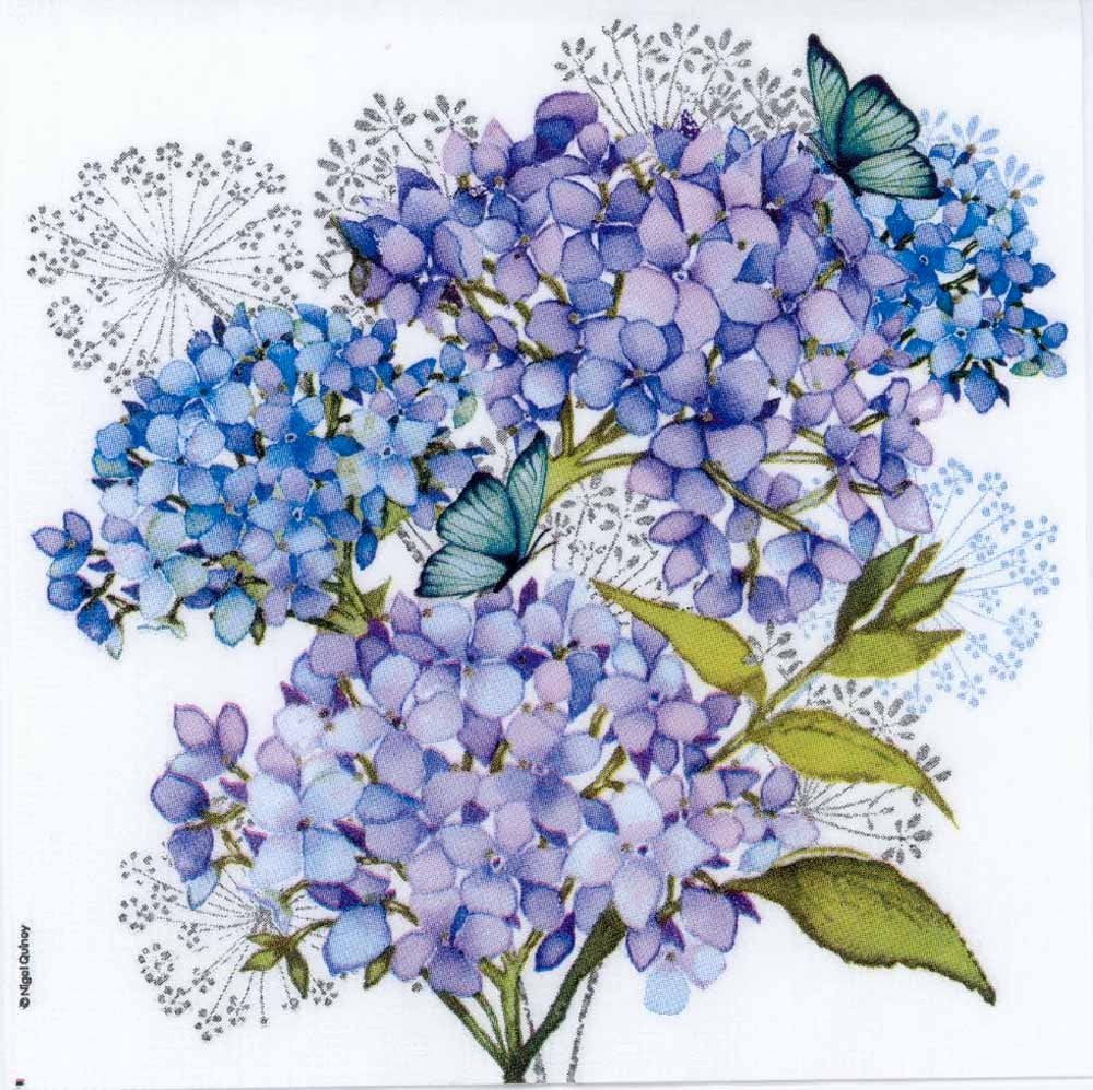 4 Single Paper Napkins for Decoupage Vase of Hydrangea Flower