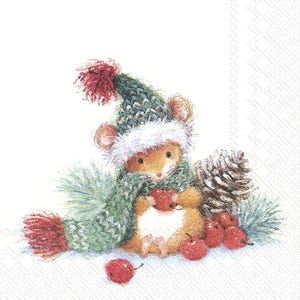 4 Tovaglioli per decoupage / Tovaglioli con coniglietto in inverno / Tovaglioli con animali / Tovaglioli di carta per decoupage