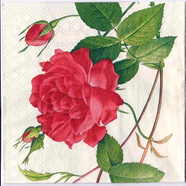 Decoupage Paper Napkins | Chinese Red Rose | Rose Napkins | Floral Napkins | Romantic Napkins | Party Napkins | Paper Napkins for Decoupage