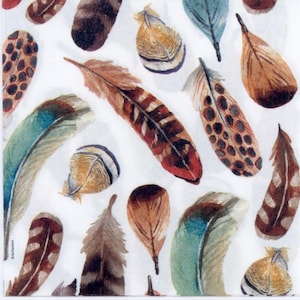 Feather Decoupage Napkins: Colorful Paper Napkins for Crafts (Set of 4)