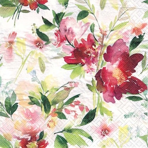 4 servilletas para decoupage / Flores de acuarela de colores / Servilletas de flores / Servilletas de acuarela / Servilletas de papel para decoupage