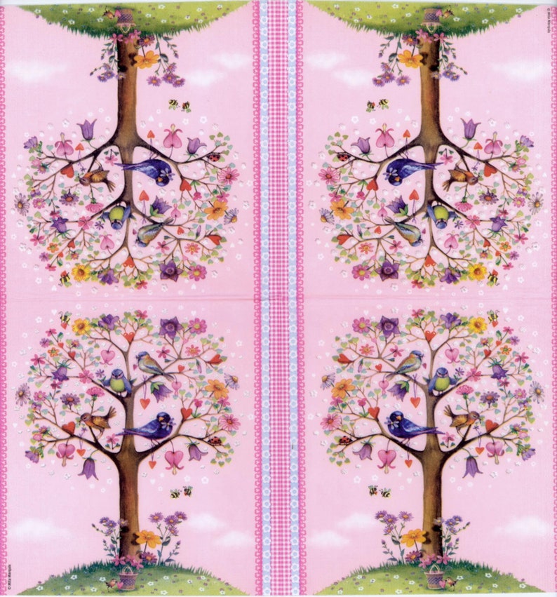 Decoupage Napkins birds in the love tree Valentine's Etsy