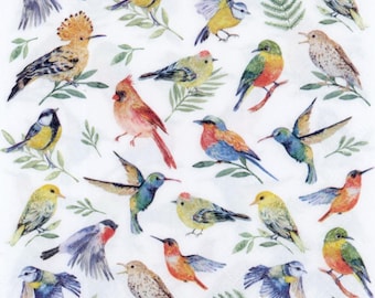 Bird Decoupage Napkins: Vintage Romantic Paper Napkins, Set of 4