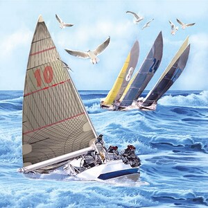 Decoupage-Servietten | Segelboote auf dem Ozean Servietten | Lunch Servietten | Papierservietten für Decoupage