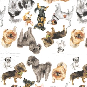 Hunderasse Decoupage Servietten: Glückliche Hunde, 4er-Set