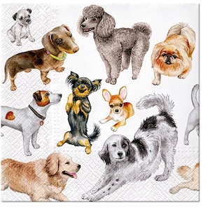 4 servilletas de perro de la felicidad para decoupage / servilletas de perro / servilletas de fiesta / servilletas de papel para decoupage