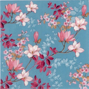 Magnolia Papierservietten: Blau Blümchen Decoupage (4er-Set)