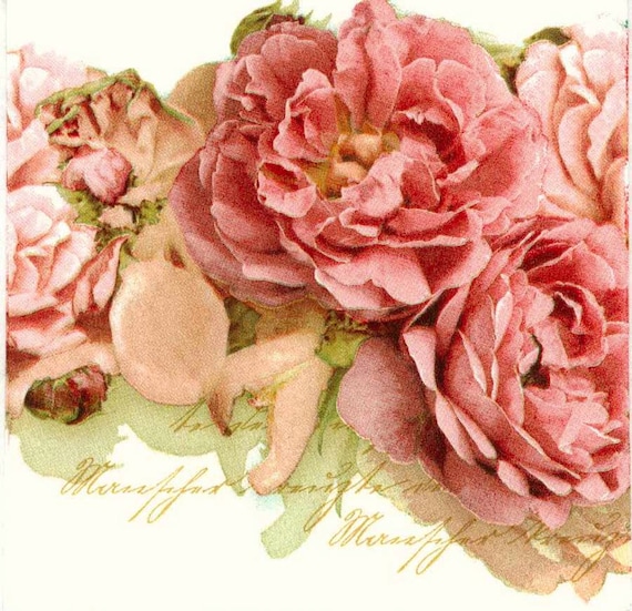 Decoupage Napkins | Baskets of Roses | Floral Napkins | Rose Napkins |  Party Napkins | Paper Napkins for Decoupage