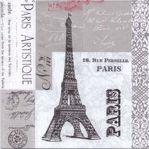 Servilletas para decoupage / Postales artísticas de la Torre Eiffel de París / Servilletas de París / Servilletas francesas / Servilletas de Francia / Servilletas de papel para decoupage