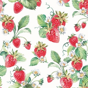 Strawberry Decoupage Napkins: Summer Garden Paper Napkins (Set of 4)
