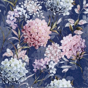4 Decoupage Paper Napkins | Hydrangea in the dark blue | Flower Paper Napkins for DIY craft