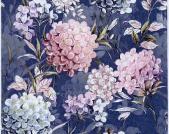 Servilletas de papel con diseño de hortensias y flores de papel azul oscuro (juego de 4)