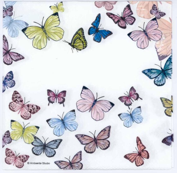 4 Decoupage Tovaglioli Farfalle Su Bianco Farfalla Tovaglioli Festa Tovaglioli Pranzo Tovaglioli Tovaglioli Di Carta Per Decoupage