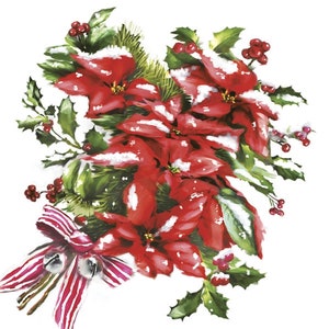 4 decoupage paper Napkin | Christmas Poinsettia Holly  | flower Napkins | Christmas Napkins Flower Napkins Paper Napkins for Decoupage