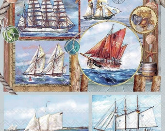 Decoupage Napkins | Vintage Sailing Ship at Sea | Sea Napkins | Marine Napkins | Paper Napkins for Decoupage