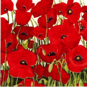 Tovaglioli per decoupage / Papaveri rossi / Tovaglioli floreali / Tovaglioli con papaveri / Tovaglioli con fiori di campo / Tovaglioli estivi / Tovaglioli di carta per decoupage