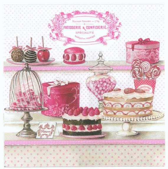 Decoupage Napkins Paris Patisserie Confiserie Pastries Etsy